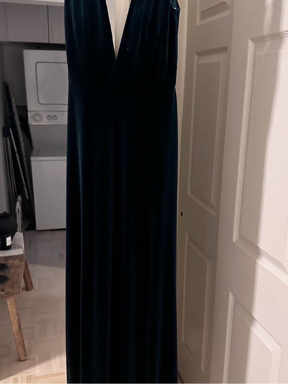 Jenny Yoo Emerald Green Strapless Velvet Gown - Picture 3 of 5